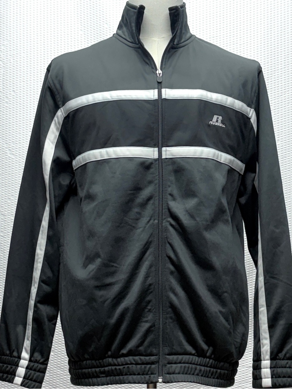 Russell Athletic Track Jacket Mens M Gray Full Zip Colorblock Activewear